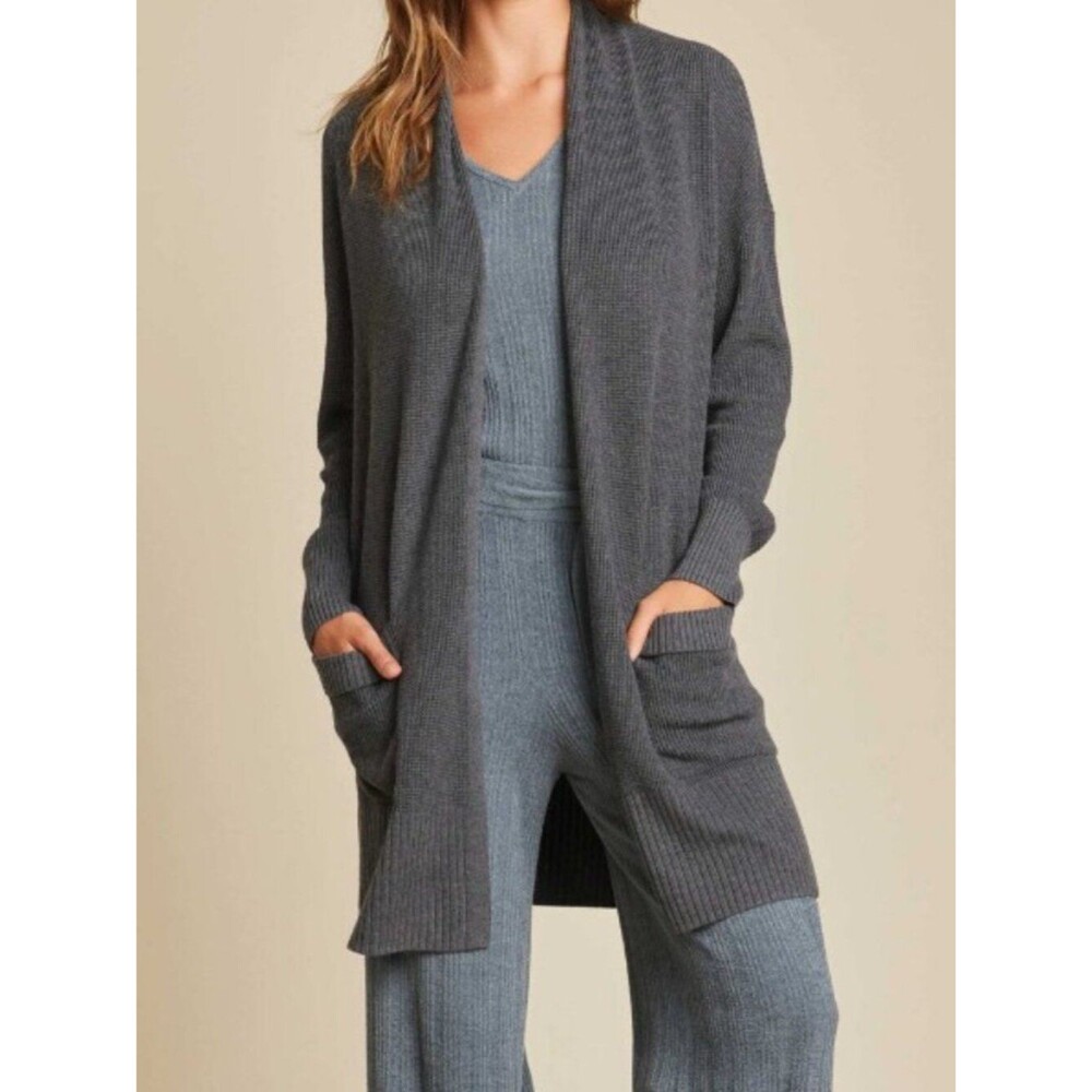 New with Tags! Barefoot Dreams Luxeblend Waffle Knit Cardigan (high quality)